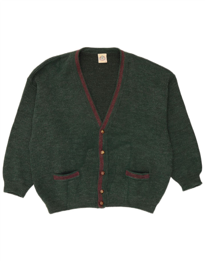 Vintage Mens Cardigan Sweater XL Green Wool