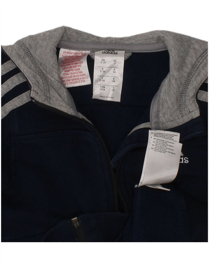 Adidas Boys Zip Hoodie Sweater 2-3 Years Navy Blue Cotton