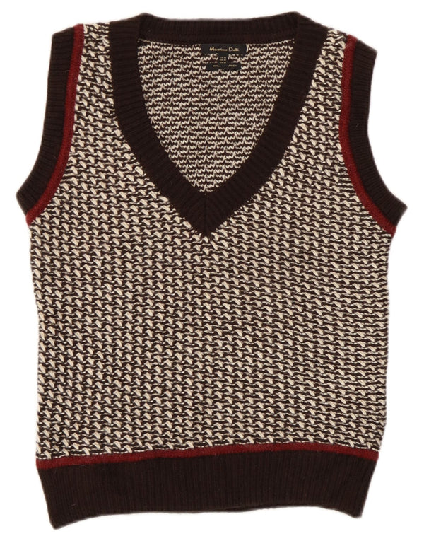 Massimo Dutti Womens Vest Tank Top UK 6 XS Brown Flecked Acrylic