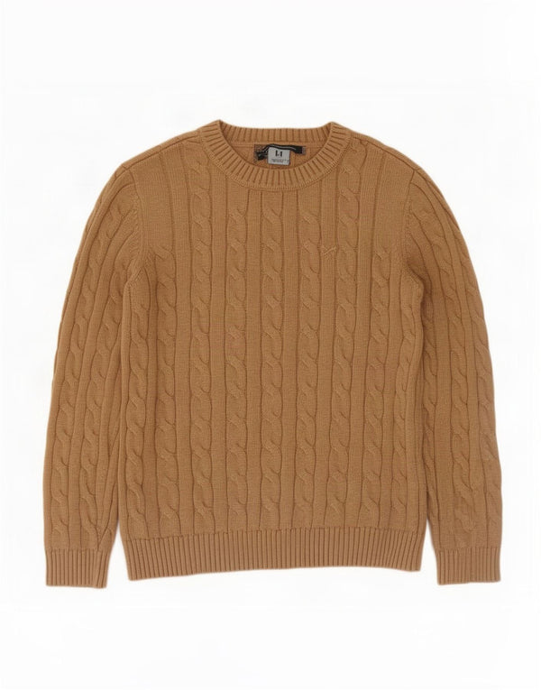 Crew Clothing Womens Boat Neck Jumper Sweater UK 14 Large Beige Cotton
