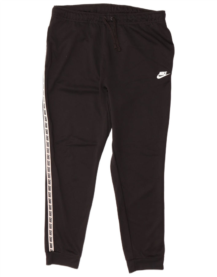 NIKE Mens Graphic Tracksuit Trousers Joggers Large  Black Polyester
