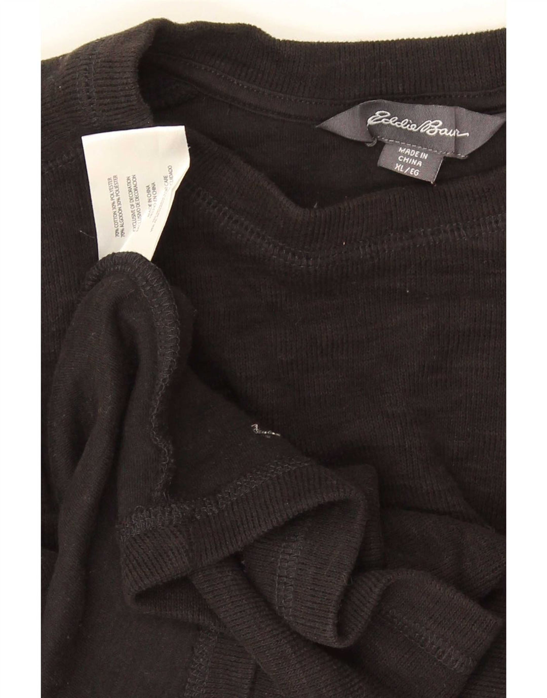 Eddie Bauer Mens Top Long Sleeve XL Black Cotton