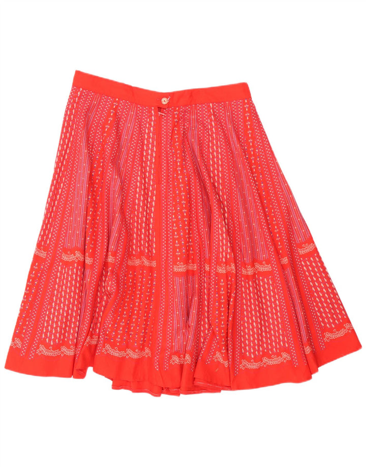 C&A Womens Pleated A-Line Skirt W34 Large Red Cotton