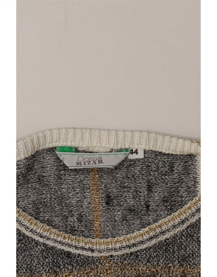 Donna Mizar Womens Batwing Boat Neck Jumper Sweater IT 44 Medium Grey
