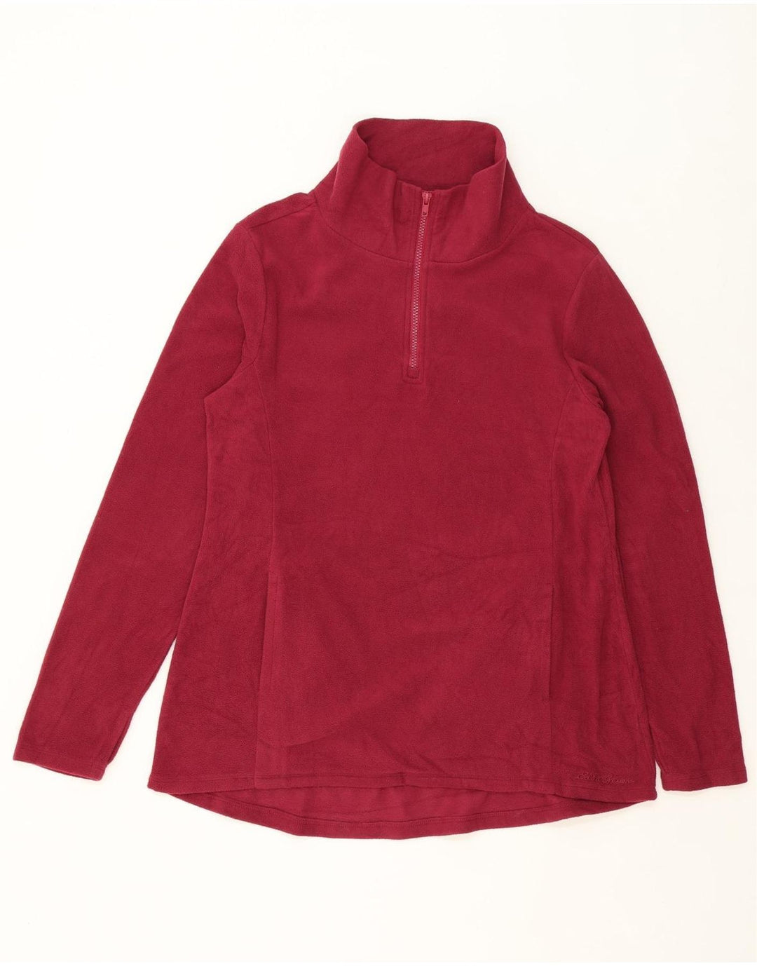EDDIE BAUER Womens Zip Neck Fleece Jumper UK 16 Large Red Polyester Vintage Eddie Bauer and Second-Hand Eddie Bauer from Messina Hembry 