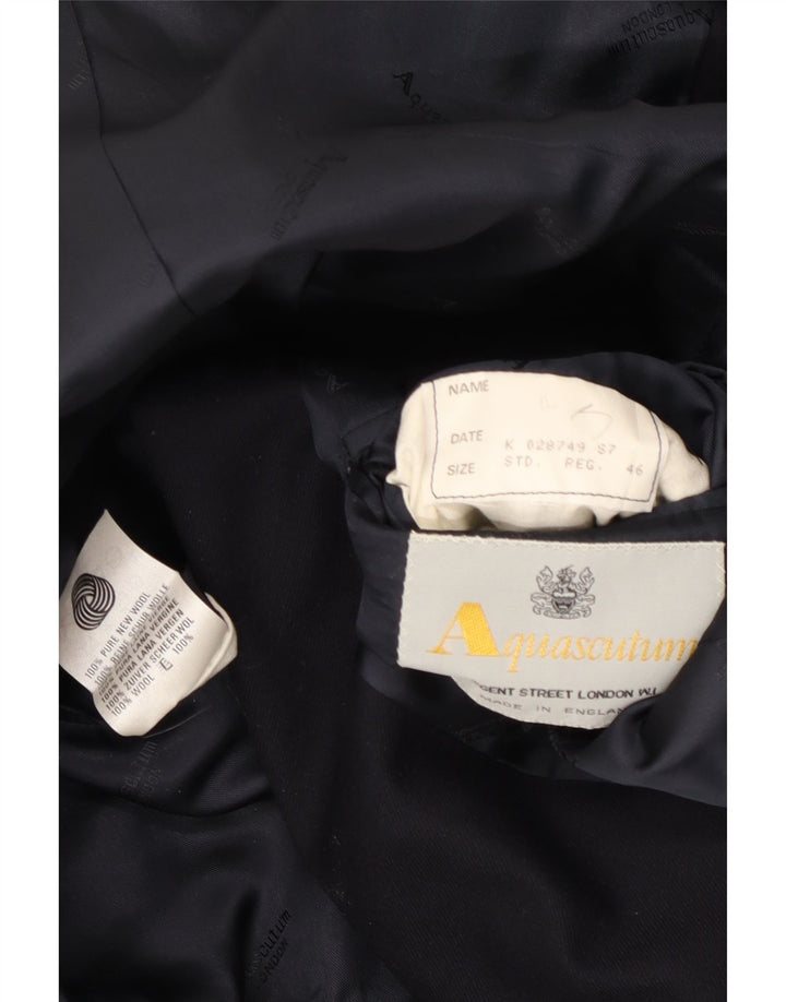 Aquascutum Mens 2 Button Blazer Jacket IT 46 Small Navy Blue Wool