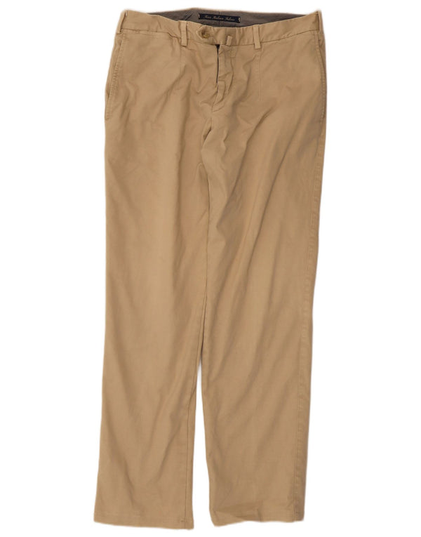 Boggi Mens Straight Chino Trousers IT 50 Large W34 L29 Beige Cotton