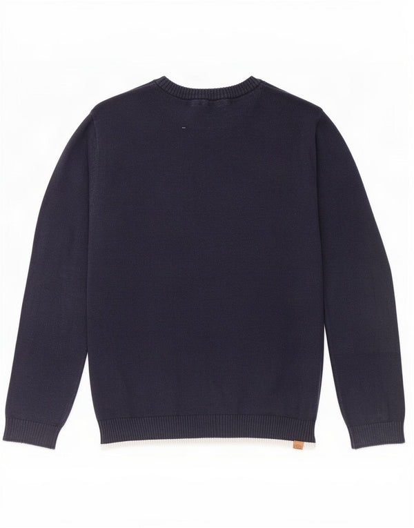 Timberland Boys Graphic Boat Neck Jumper Sweater 11-12 Years XS Navy Blue