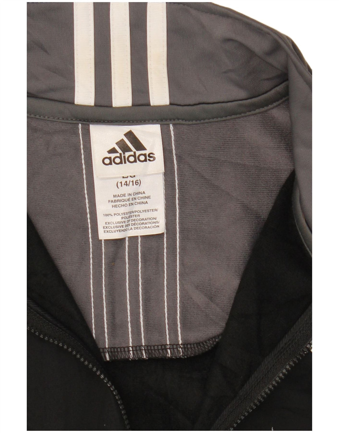 Adidas Boys Tracksuit Top Jacket 12-13 Years Large Black Colourblock