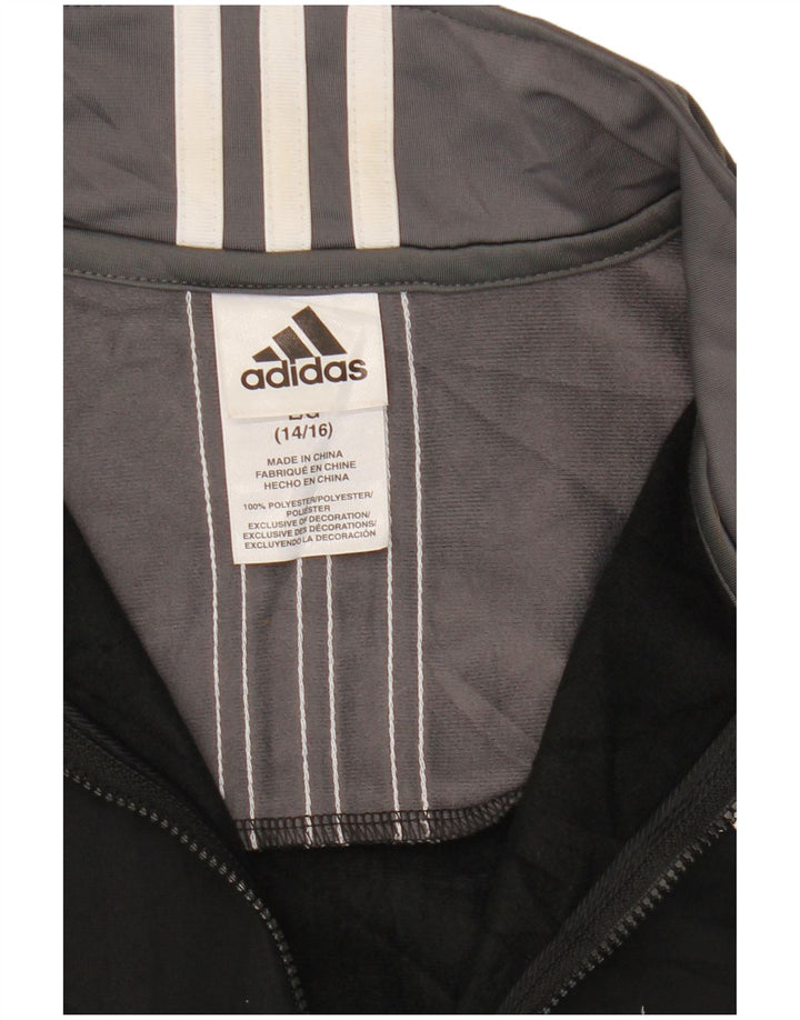 Adidas Boys Tracksuit Top Jacket 12-13 Years Large Black Colourblock
