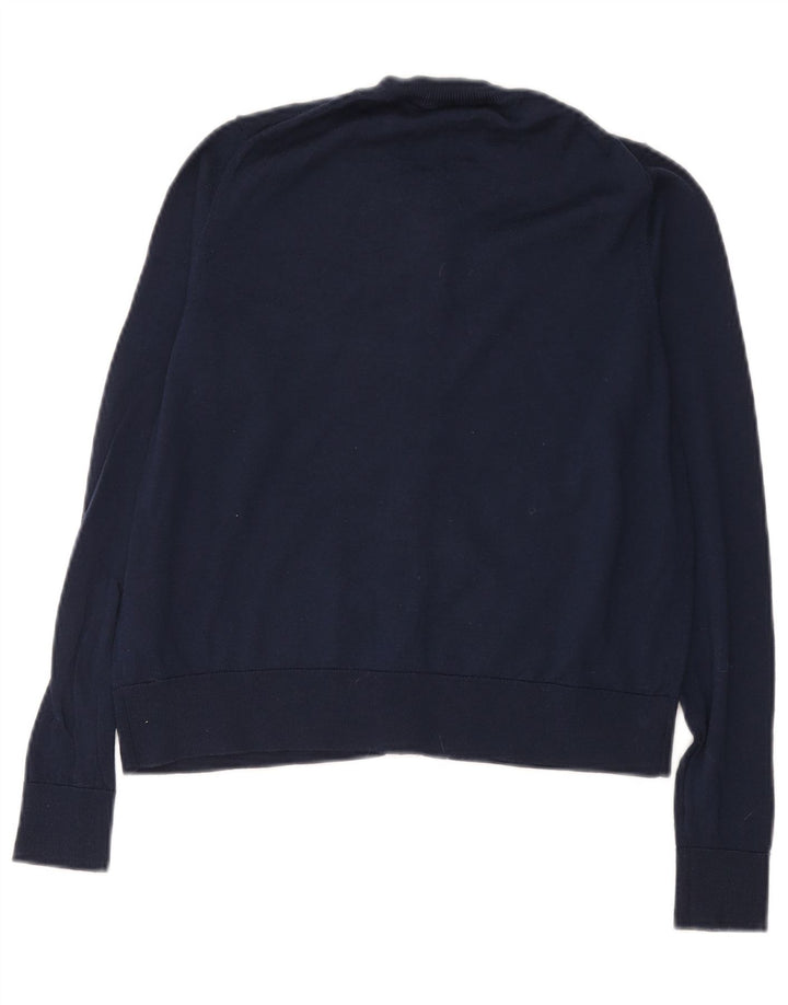 Marks & Spencer Womens Crop Cardigan Sweater UK 14 Medium Navy Blue Wool
