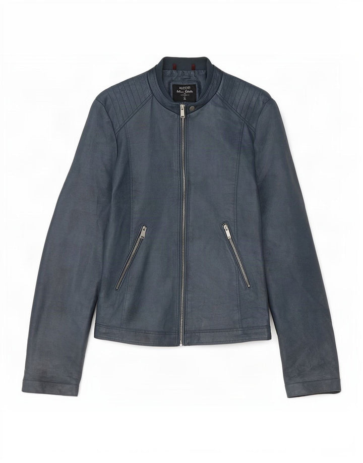 Alcott Womens Leather Jacket UK 18 XL Blue