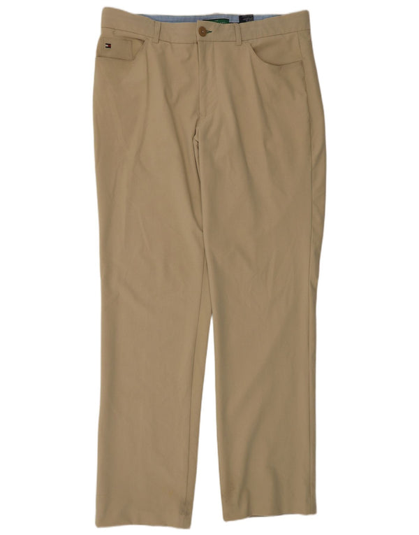Tommy Hilfiger Mens Golf Straight Chino Trousers W36 L34 Beige Nylon
