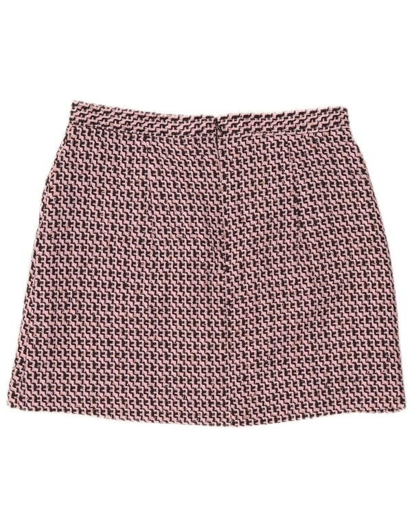 Topshop Womens Mini Skirt UK 14 Large W32 Pink Chevron Polyester