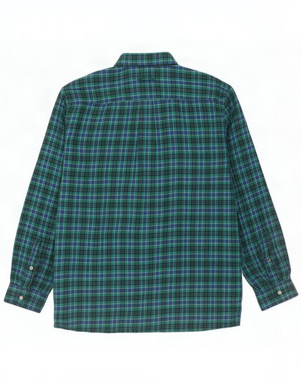 Vintage Mens Shirt Large Green Plaid Polyester