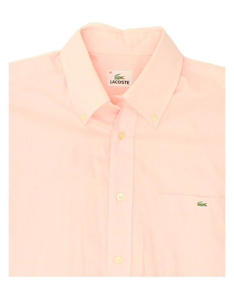 LACOSTE Mens Short Sleeve Shirt Size 40 Medium Pink Cotton | Vintage Lacoste | Thrift | Second-Hand Lacoste | Used Clothing | Messina Hembry 