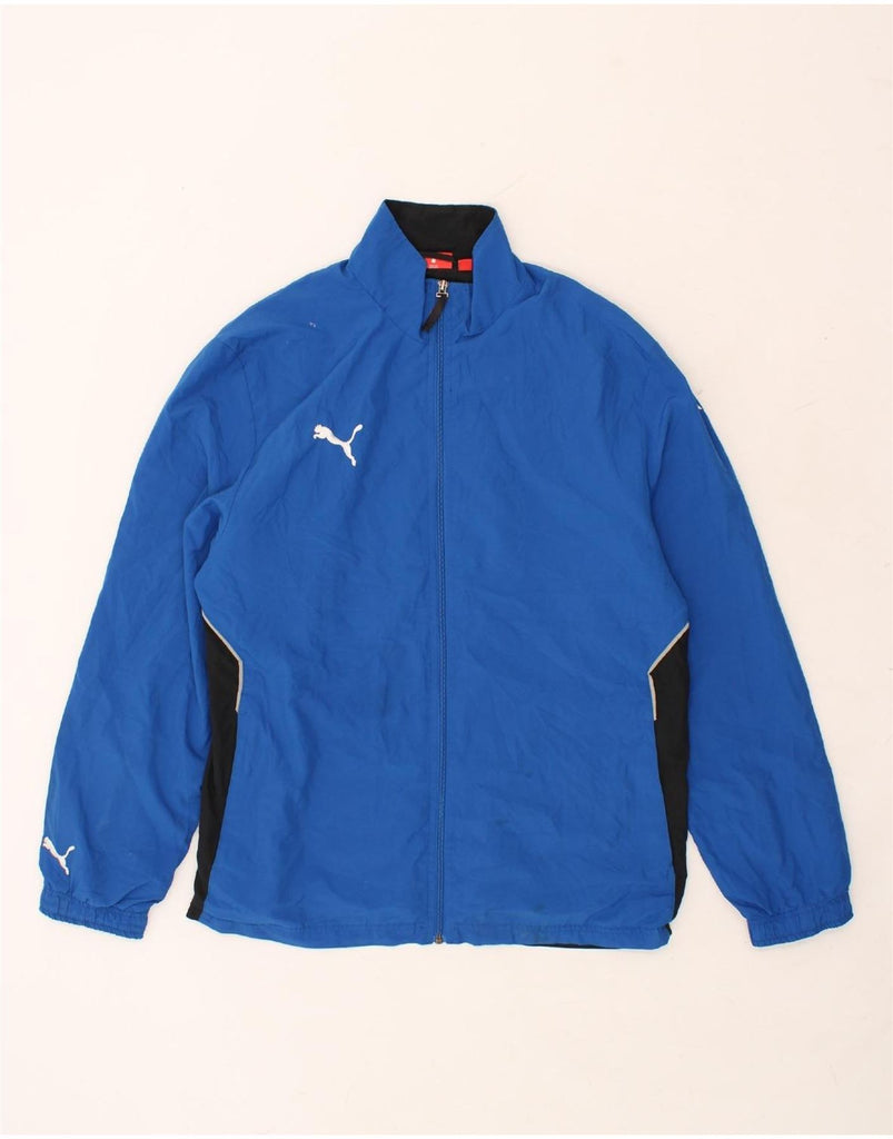 PUMA Mens Tracksuit Top Jacket Large Blue Colourblock Polyester | Vintage Puma | Thrift | Second-Hand Puma | Used Clothing | Messina Hembry 