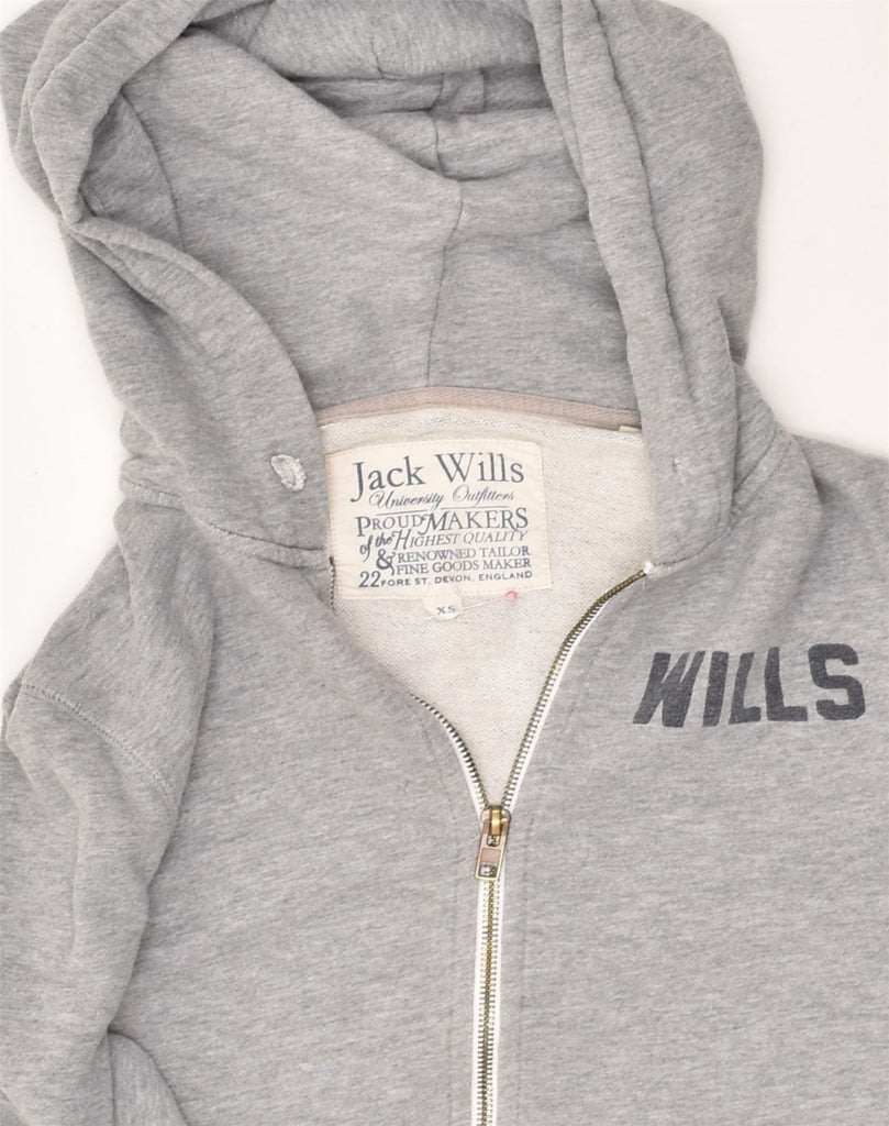 JACK WILLS Mens Graphic Zip Hoodie Sweater XS Grey Cotton | Vintage Jack Wills | Thrift | Second-Hand Jack Wills | Used Clothing | Messina Hembry 