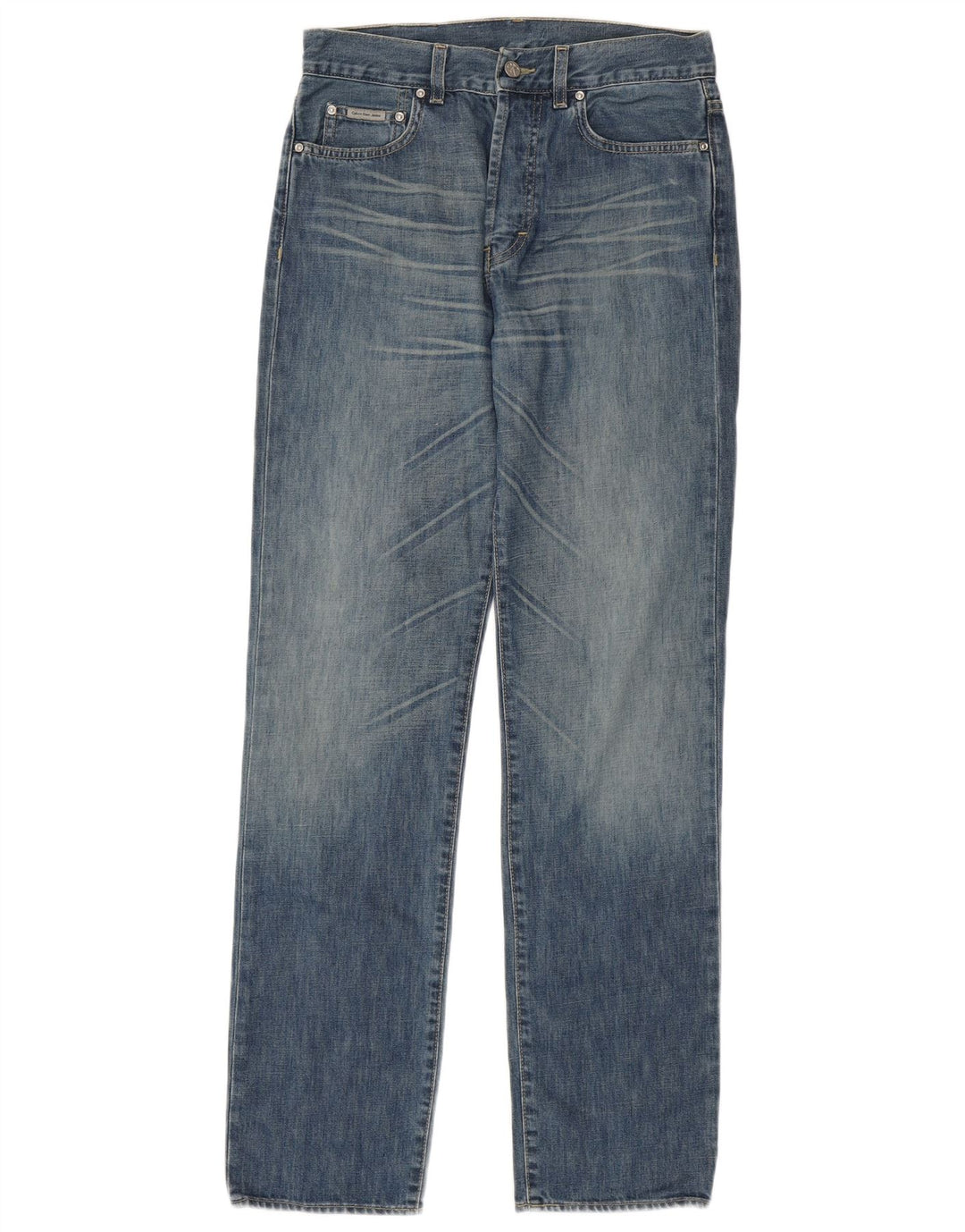 Calvin Klein Mens Straight Jeans W30 L34 Blue Cotton