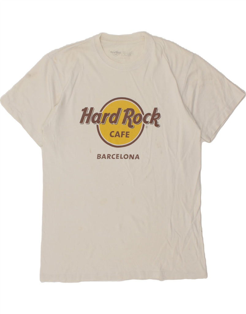 HARD ROCK CAFE Mens Barcelona Graphic T-Shirt Top Medium White Cotton | Vintage Hard Rock Cafe | Thrift | Second-Hand Hard Rock Cafe | Used Clothing | Messina Hembry 