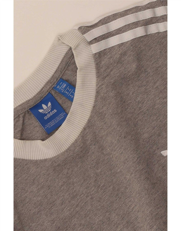 Adidas Womens Graphic Sweatshirt Jumper UK 12 Medium Grey Colourblock