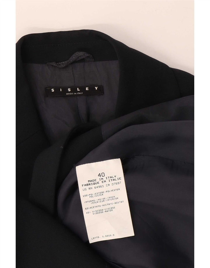 Sisley Womens 3 Button Blazer Jacket IT 40 Small Navy Blue Polyester