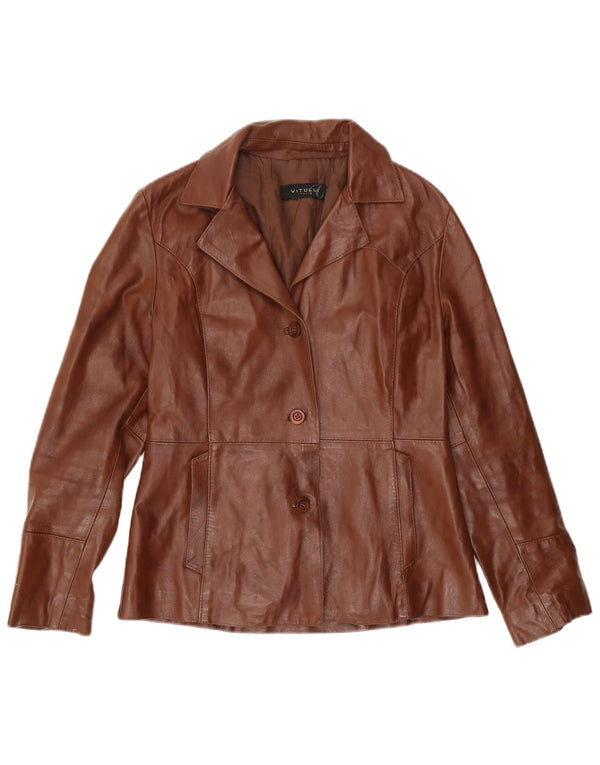 Vintage Womens Leather Jacket UK 12 Medium Brown Leather