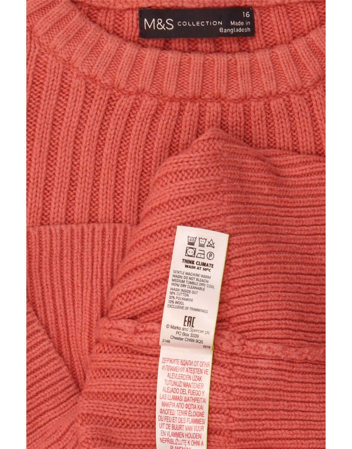Marks & Spencer Womens Crew Neck Jumper Sweater UK 16 Large Pink