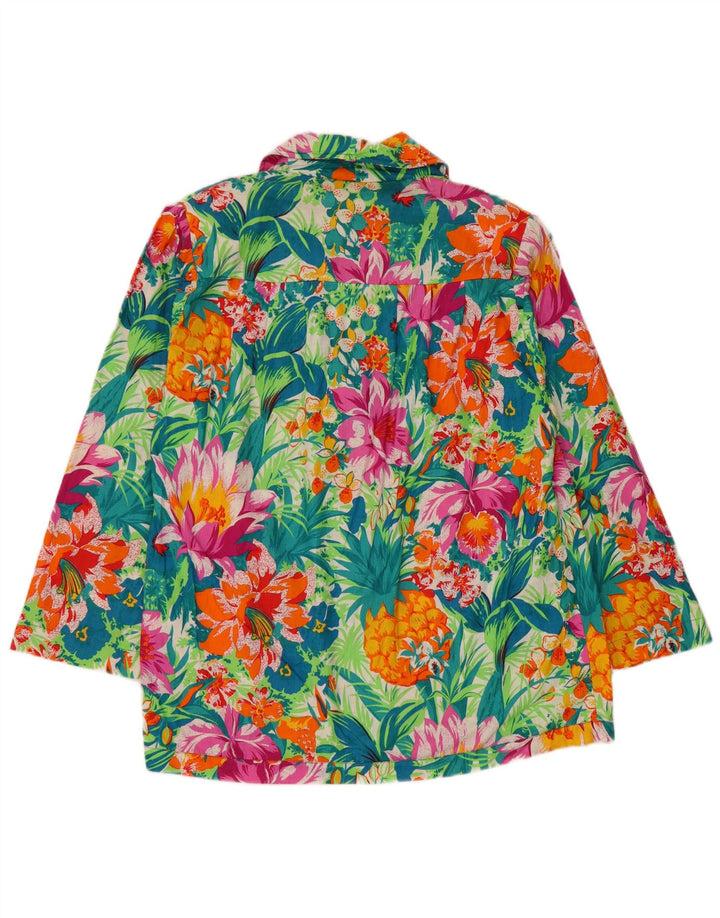 Vintage Womens 2 Button Blazer Jacket UK 16 Large Multicoloured Floral