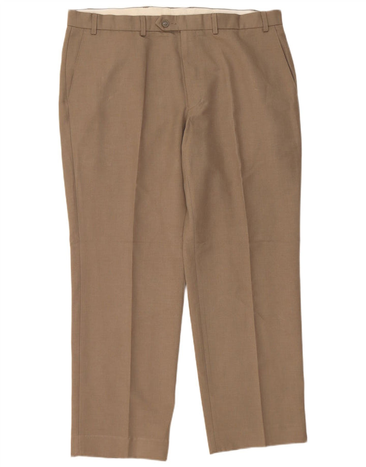 MARKS & SPENCER Mens Straight Suit Trousers W38 L29 Beige Polyester