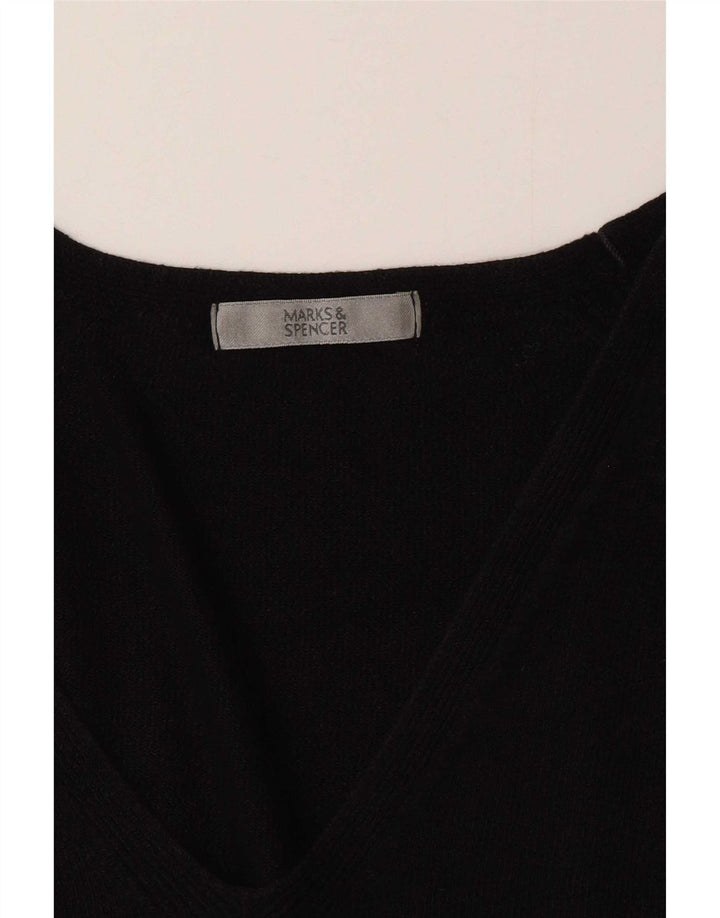 Marks & Spencer Womens V-Neck Jumper Sweater UK 12 Medium Black