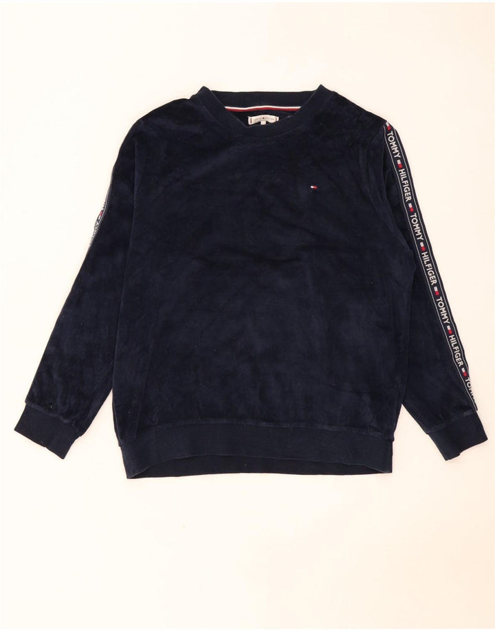 Tommy Hilfiger Mens Graphic Sweatshirt Jumper Medium Navy Blue Colourblock