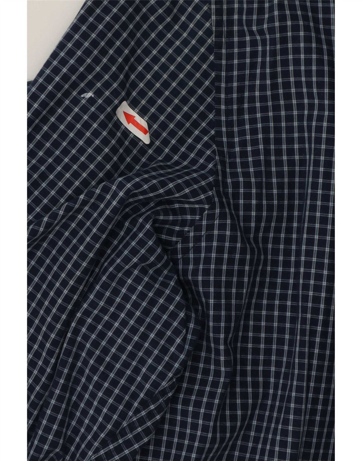 Lacoste Mens Slim Fit Shirt Size 45 2XL Navy Blue Check Cotton