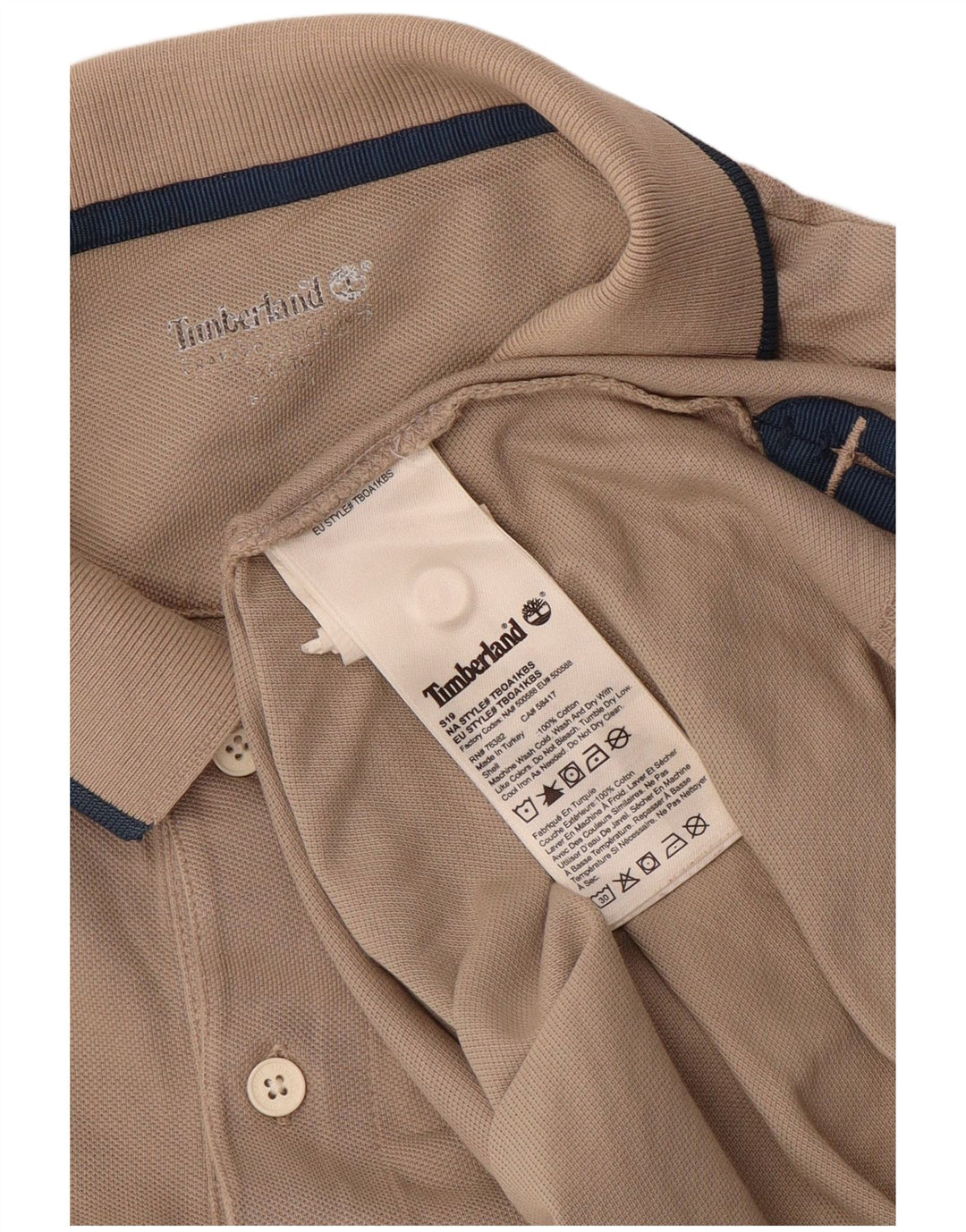 Timberland Mens Polo Shirt XL Beige Cotton