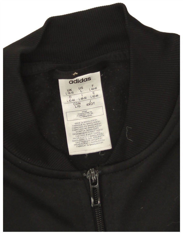 Adidas Womens Tracksuit Top Jacket UK 16/18 Large Black Polyester