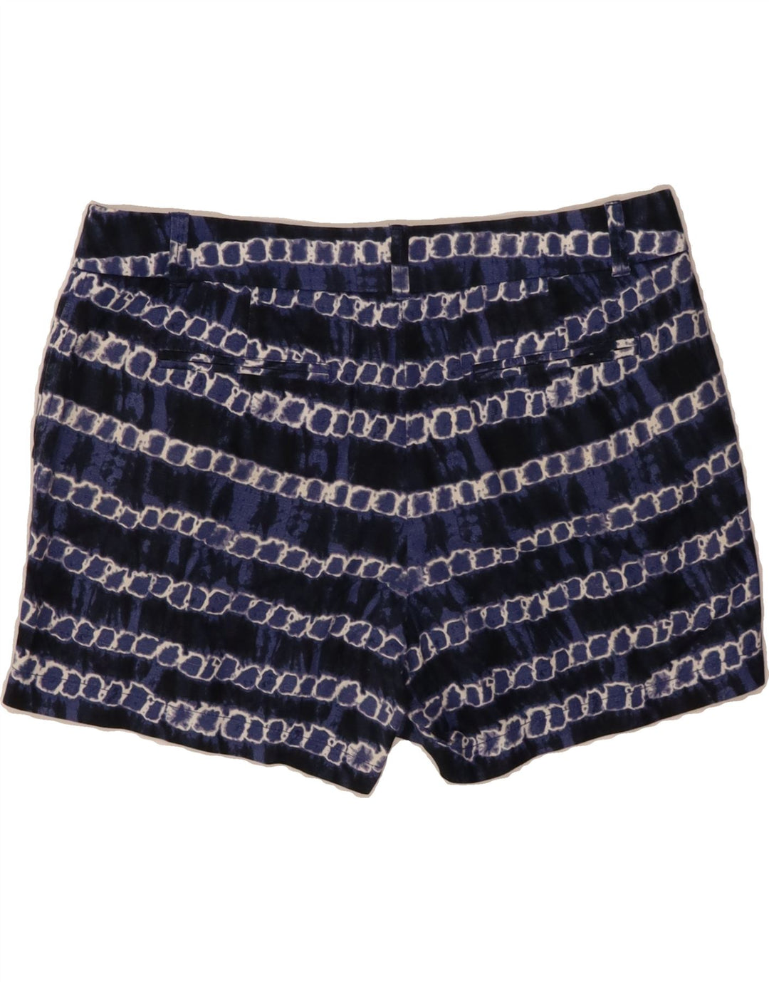 J. CREW Womens Hot Pants US 10 Large W34 Navy Blue Geometric Linen Vintage J. Crew and Second-Hand J. Crew from Messina Hembry 