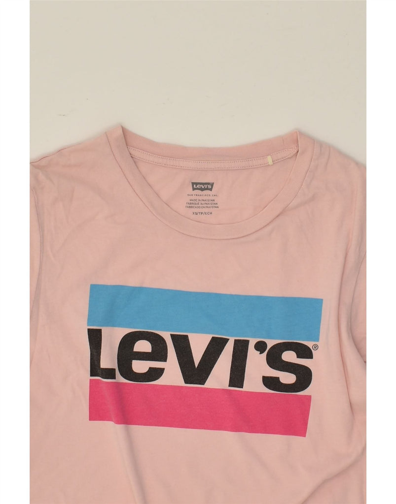 LEVI'S Womens Graphic T-Shirt Top UK 6 XS Pink | Vintage Levi's | Thrift | Second-Hand Levi's | Used Clothing | Messina Hembry 