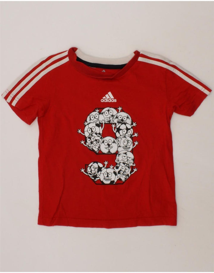 ADIDAS Boys Graphic T-Shirt Top 2-3 Years Red Cotton Vintage Adidas and Second-Hand Adidas from Messina Hembry 
