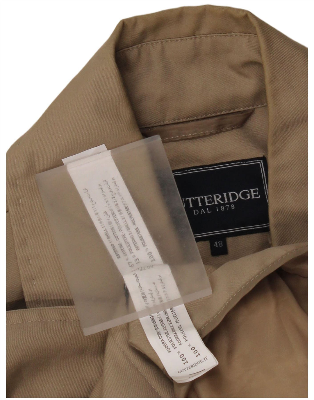 Gutteridge Mens Trench Coat IT 48 Medium Beige Cotton