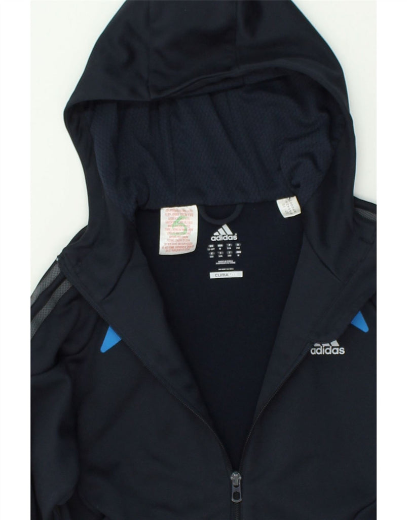 ADIDAS Boys Zip Hoodie Sweater 11-12 Years Navy Blue Colourblock Polyester | Vintage Adidas | Thrift | Second-Hand Adidas | Used Clothing | Messina Hembry 