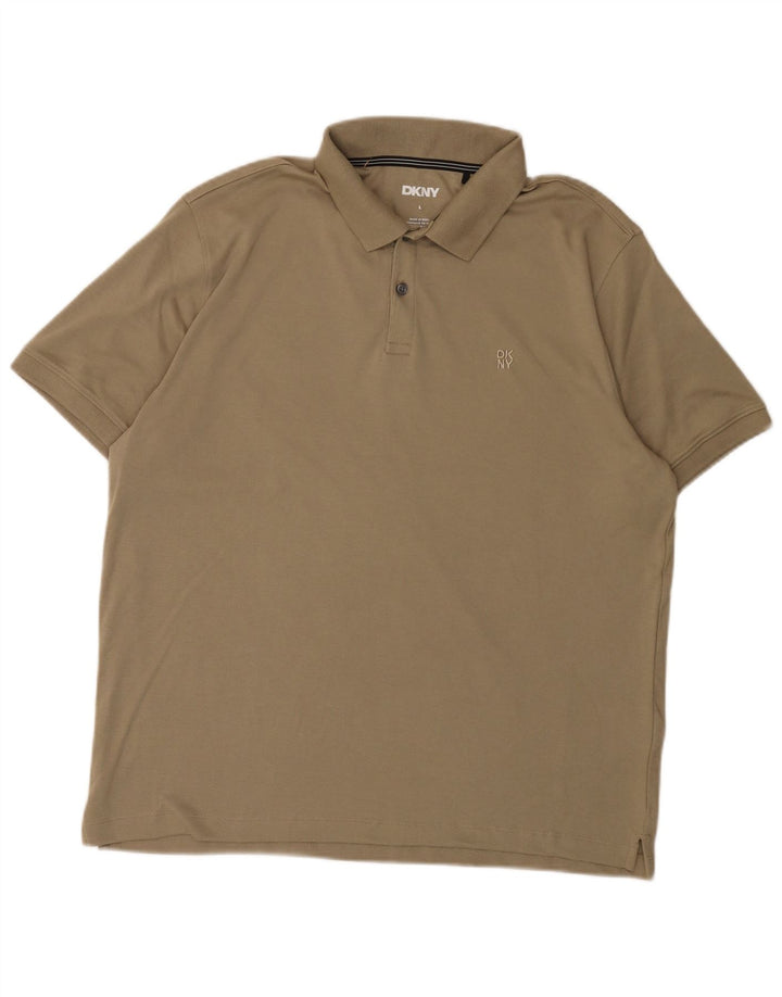 Dkny Mens Polo Shirt Large Khaki Cotton