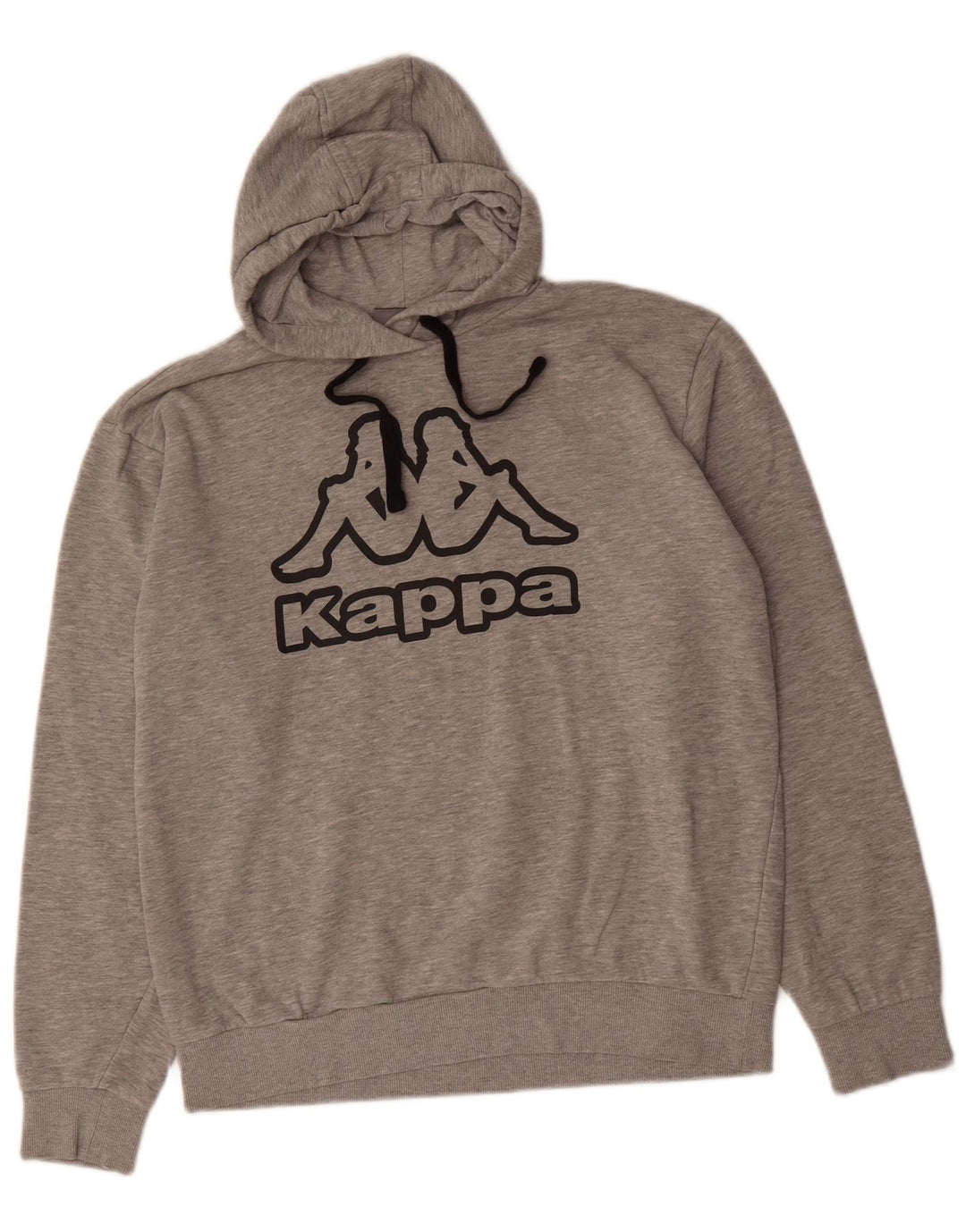 KAPPA Mens Graphic Hoodie Jumper Large Grey Cotton