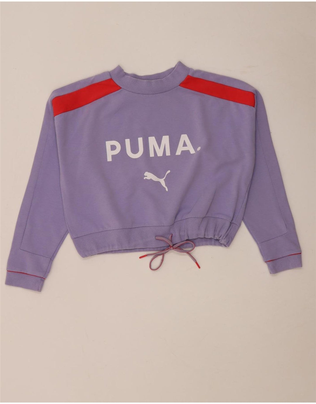 Puma Womens Oversized Graphic Sweatshirt Jumper UK 6 XS Purple Colourblock