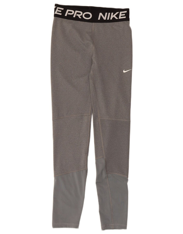 Nike Girls Graphic Leggings 13-14 Years XL Grey Colourblock Cotton