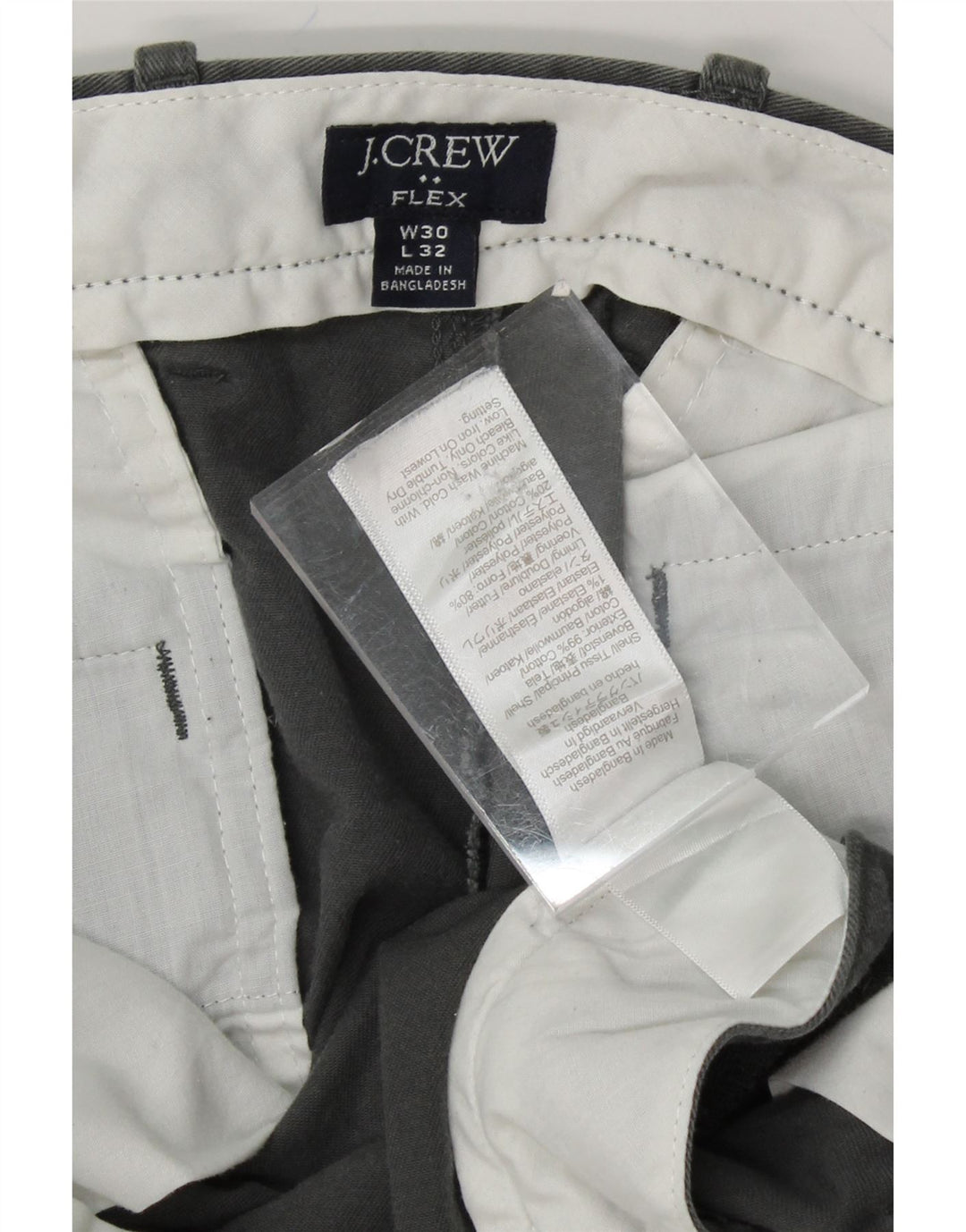 J. CREW Mens Flex Slim Chino Trousers W30 L32 Grey Cotton Vintage J. Crew and Second-Hand J. Crew from Messina Hembry 