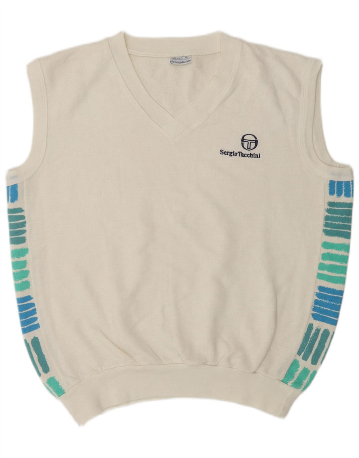 Sergio Tacchini Mens Vest Top XL White Colourblock Acrylic
