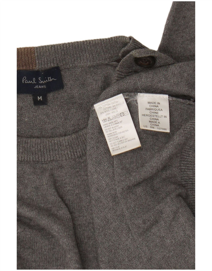 Paul Smith Mens Crew Neck Jumper Sweater Medium Grey Colourblock Cotton