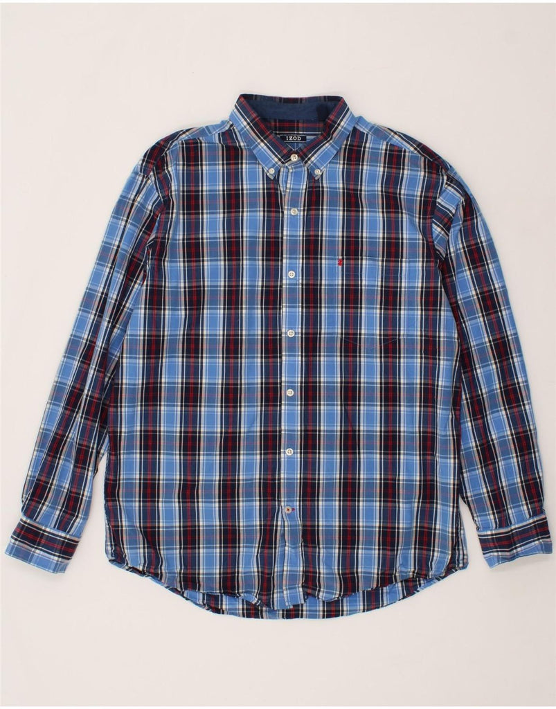 IZOD Mens Grant Fit Shirt Large Blue Check Cotton Vintage Izod and Second-Hand Izod from Messina Hembry 