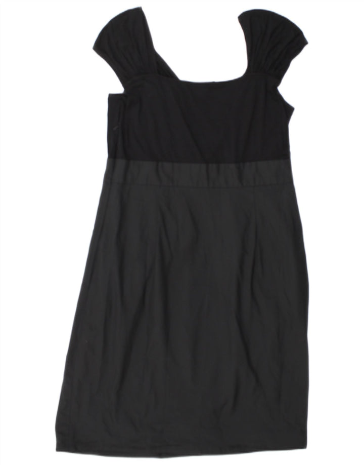 Dkny Womens Shift Dress US 14 XL Black Colourblock Viscose