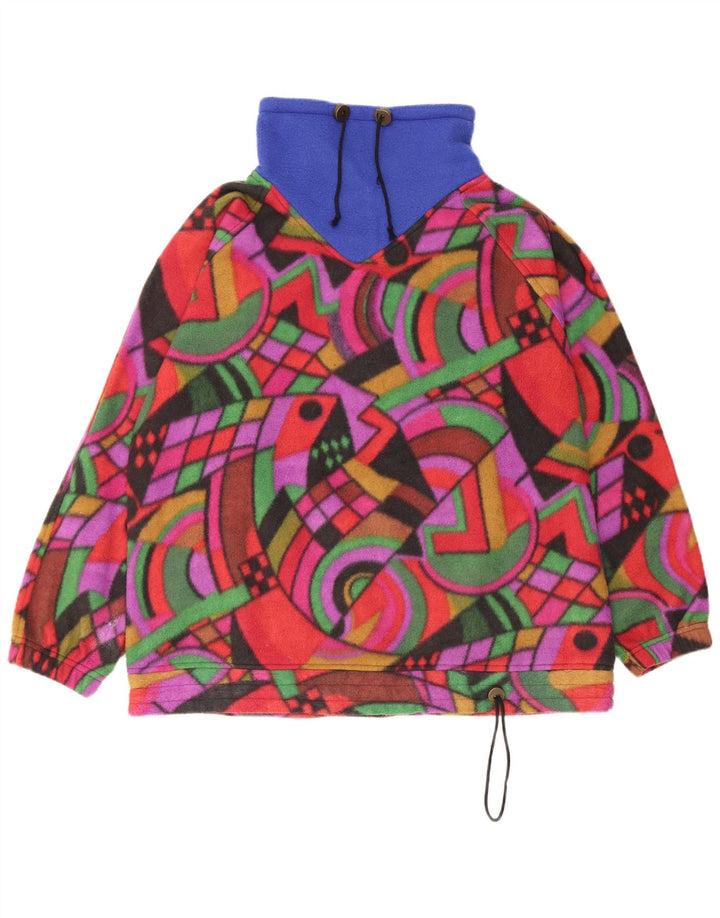 Vintage Mens Loose Fit Fleece Jumper Small Multicoloured Geometric